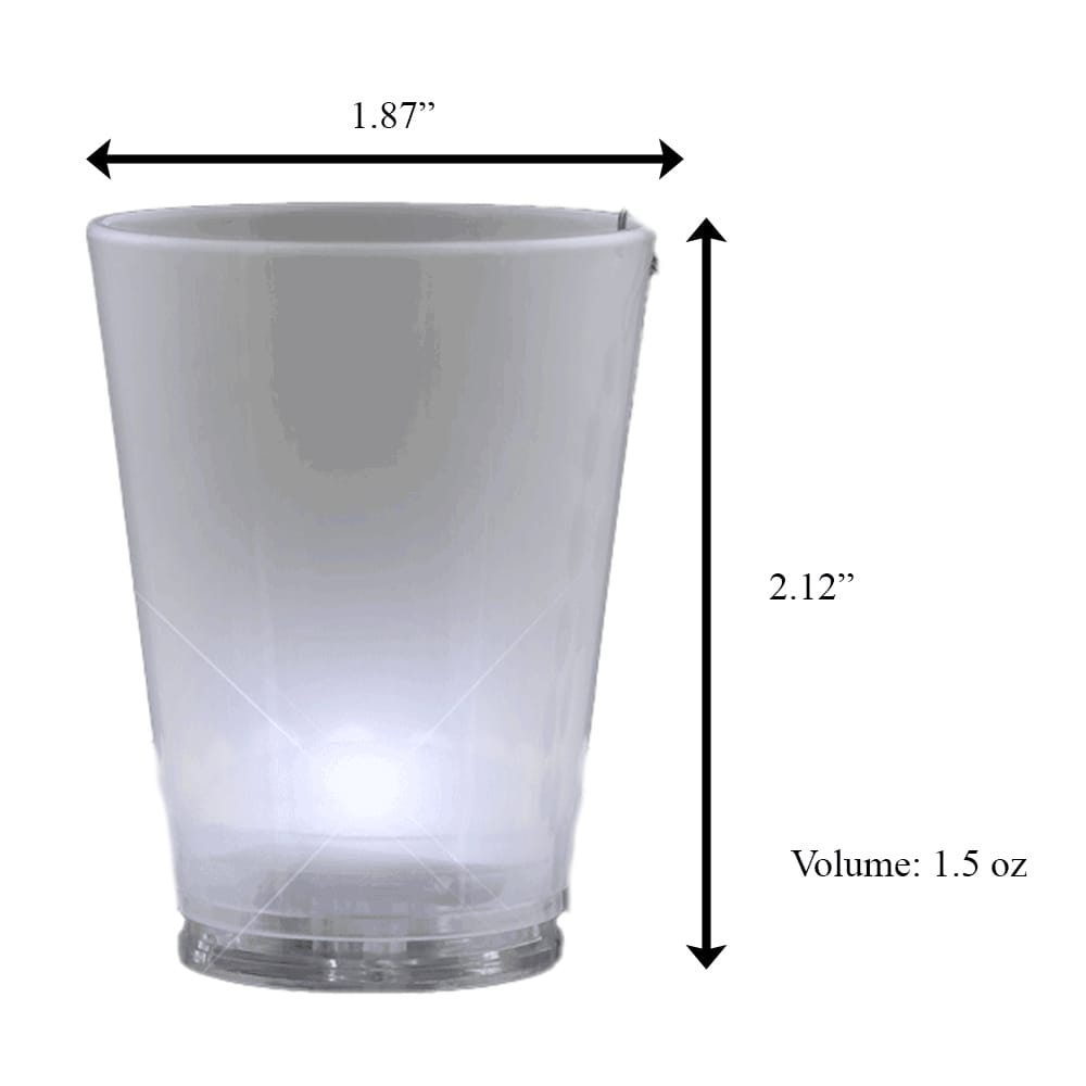 Light Up White Shot Glass on White Beaded Necklaces