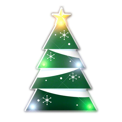 Holiday Christmas Tree Lapel Pin Flashing Blinky Body Light
