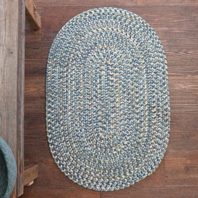 Harbor Blue Colonial Mills Hazel Tweed Oval Rugs. Indoor Outdoor Oval Braided Rugs Made in the USA