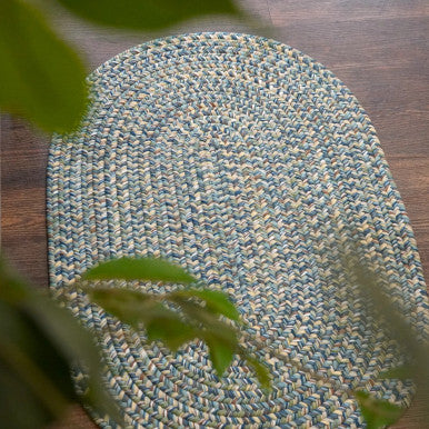 Harbor Blue Colonial Mills Hazel Tweed Oval Rugs. Indoor Outdoor Oval Braided Rugs Made in the USA