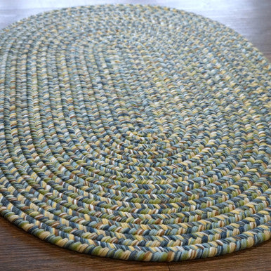 Harbor Blue Colonial Mills Hazel Tweed Oval Rugs. Indoor Outdoor Oval Braided Rugs Made in the USA