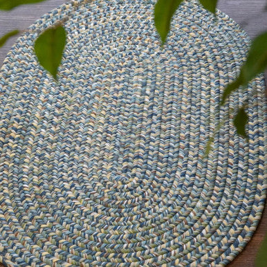 Harbor Blue Colonial Mills Hazel Tweed Oval Rugs. Indoor Outdoor Oval Braided Rugs Made in the USA
