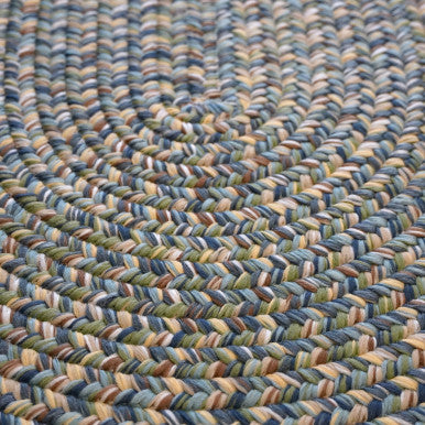 Harbor Blue Colonial Mills Hazel Tweed Oval Rugs. Indoor Outdoor Oval Braided Rugs Made in the USA