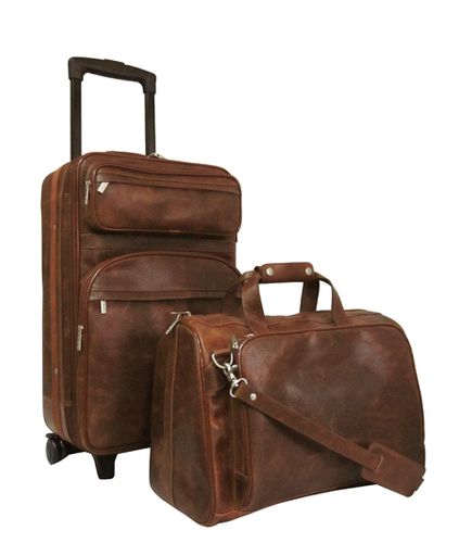 Amerileather Waxy Brown Leather Two Piece Set Traveler