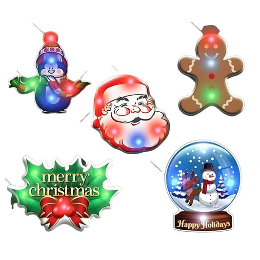 Assorted Christmas 2 Flashing Blinky Body Light Lapel Pins Pack of 25