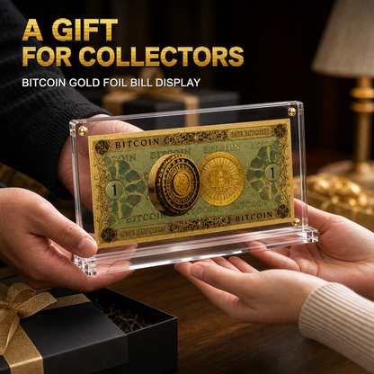 Bitcoin Gold Foil Novelty Bill with Acrylic Display Stand