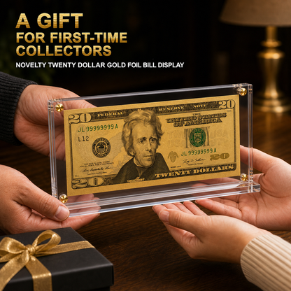 20 Dollar Gold Foil Bill with Acrylic Display Stand