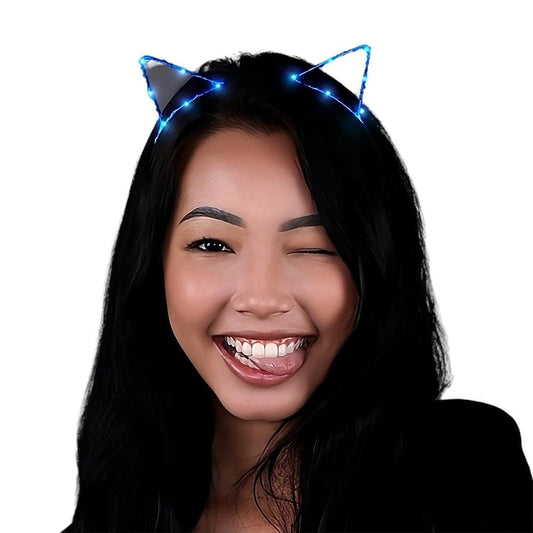 Blue Light-Up Cat Ear Headband