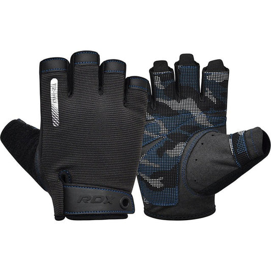 GYM TRAINING GLOVES T2 HALF BLUE-S