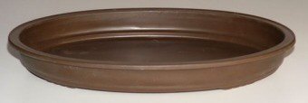 Brown Bonsai Pot for Forest Group or Penjing - Oval   13.25" x 9.25" x 3" OD 12.5" x 8.5" x 2.5" ID