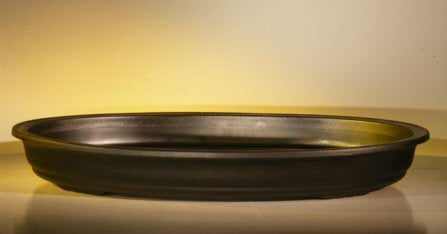 Black Bonsai Pot for Forest Group or Penjing - Oval   13.25" x 9.25" x 3" OD 12.5" x 8.5" x 2.5" ID
