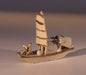 Man on Sampan Boat  Unglazed Figurine