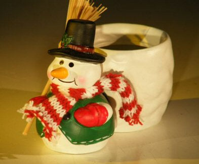 Ceramic Snowman Pot  2" x 3"