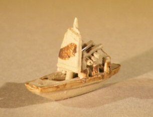 Ceramic Miniature Sampan Figurine Small Size