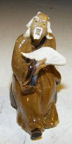 Ceramic Miniature Figurine   Man With a Fan   Fine Detail