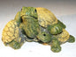 Miniature Turtle Figurine   Three Turtles - One climbing on Back