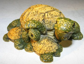 Miniature Turtle Figurine   Three Turtles - Two Turtles Crawling Underneath
