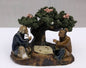 Ceramic Figurine  Two Men Playing Board Game Under A Tree
