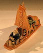 Man on Sampan Boat  Large Glazed Figurine