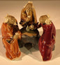 Miniature Ceramic Figurine Three Men Sitting at a Table Drinking Tea - 3"