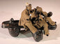 Miniature Ceramic Figurine  Couple Sitting on Bench Making Music - 3"  Unglazed