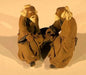 Miniature Ceramic Figurine  Two Men Sitting on Bench - 2"  Unglazed