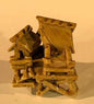 Miniature Ceramic Figurine  Glazed Water Pavilion - 2"