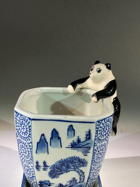 Miniature Ceramic Figurine Panda Pot-Hanger - 2"