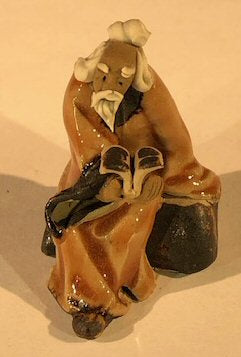 Miniature Ceramic Figurine   Man Reading Book 2"