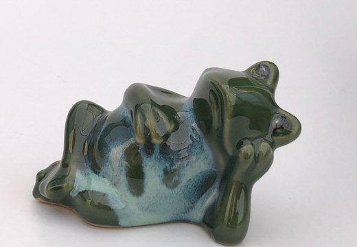 Miniature Ceramic Figurine Frog Relaxing - 3"