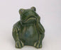 Miniature Ceramic Frog Figurine - Frog Pondering 4" tall