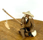 Miniature Ceramic Figurine - Unglazed Fisherman  2.0"