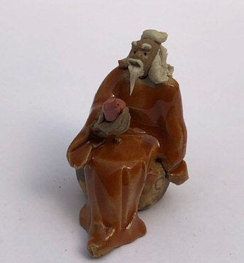 Miniature Ceramic Figurine Man Holding Fruit - 2"