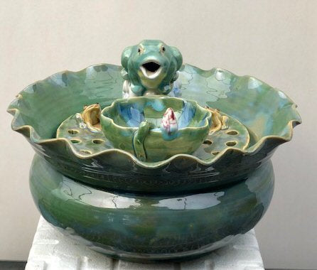 Ceramic Table Top Water Fountain 12.0" x 12.0" x 9.0"
