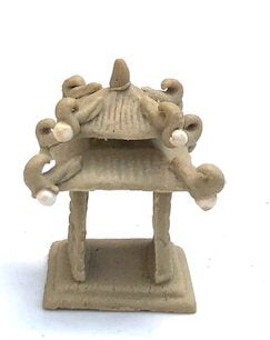 Miniature Ceramic Figurine Double Tier Square Pavilion - 1.25"