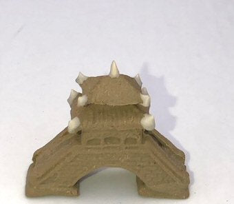 Miniature Ceramic Figurine Bridge with Pavilion - 1"