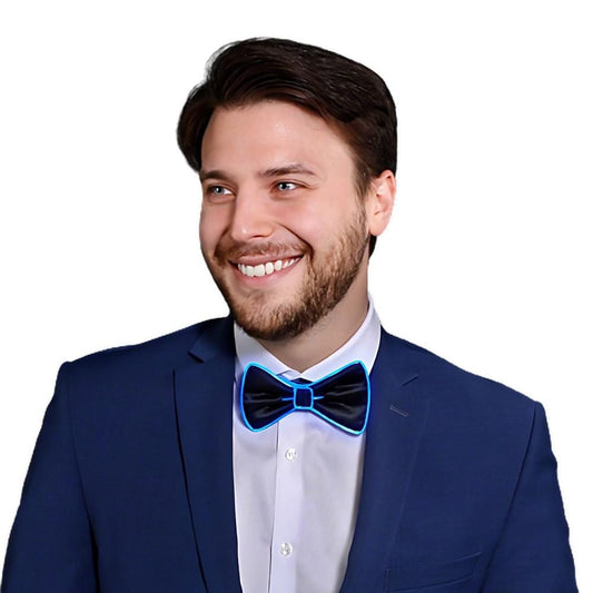 EL Wire Blue Bow Tie for Men Night Rave Parties
