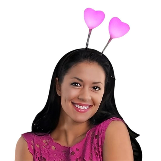 Flashing Pink Heart Head Boppers