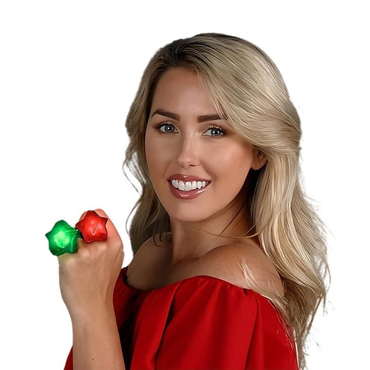 Flashing Star Shaped Festive Christmas Ring Pack of 24