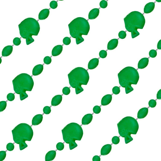 Football Helmet Bead Necklaces Non Metallic Green Pack of 12