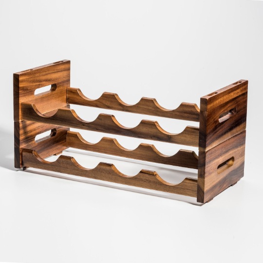 Stackable Wine Rack - Kalmar Home acacia wood wine rack, view 2