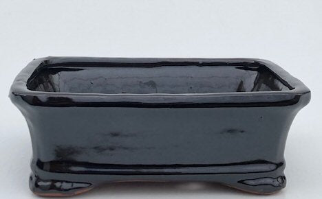 Black Ceramic Bonsai Pot - Rectangle 10.25" x 8" x 3.5"