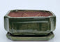 Wood-lawn Green Ceramic Bonsai Pot - Rectangle Professional Series with Attached Humidity/Drip tray  8" x 6" x 4"