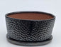 Crackle Black Ceramic Bonsai Pot - Oval With Humidity / Drip Tray 10.5" x 8.25" x 4.75"