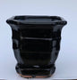 Black Ceramic Bonsai Pot - Square  With Attached Humidity / Drip Tray 5.5" x 5.5" x 5.5"