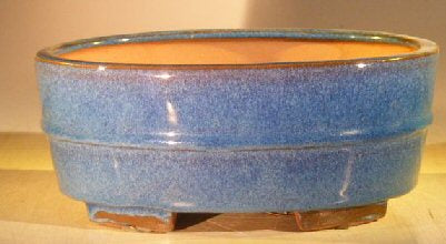 Blue Ceramic Bonsai Pot - Oval  Professional Series   10" x 8" x 4"