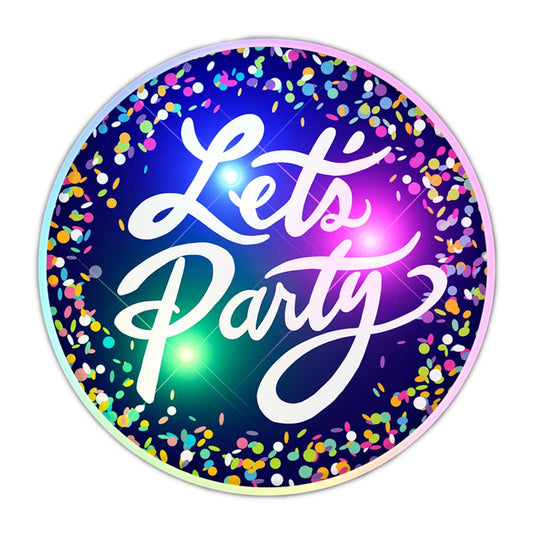 Light Up Lets Party Flashing Blinky Light Badge Pin