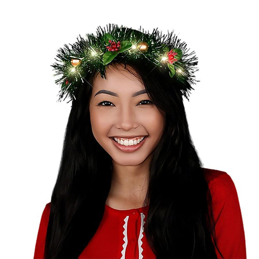 Light Up Christmas Wreath Crown Lighted Headband