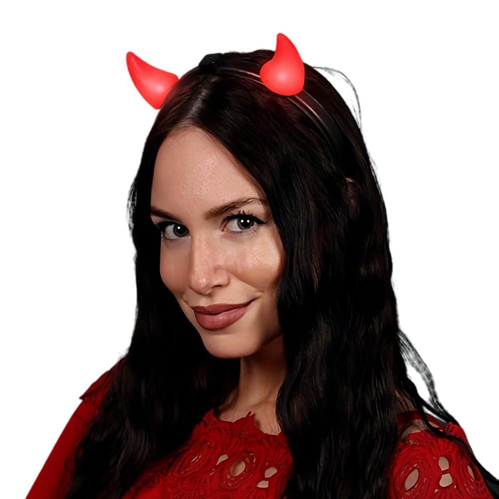 Light Up LED Devil Horns Red