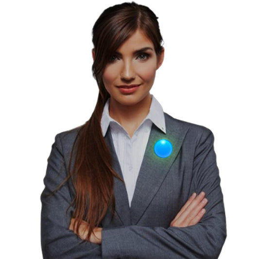 Light Up Round Badge Pin Blue